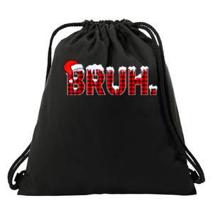 Bruh Funny Christmas Plaid Teens Xmas Pajamas Drawstring Bag