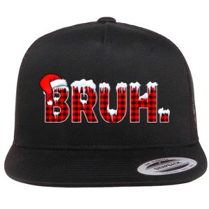 Bruh Funny Christmas Plaid Teens Xmas Pajamas Flat Bill Trucker Hat