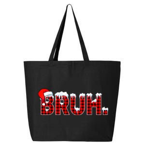 Bruh Funny Christmas Plaid Teens Xmas Pajamas 25L Jumbo Tote