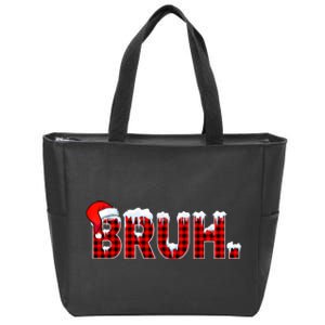 Bruh Funny Christmas Plaid Teens Xmas Pajamas Zip Tote Bag