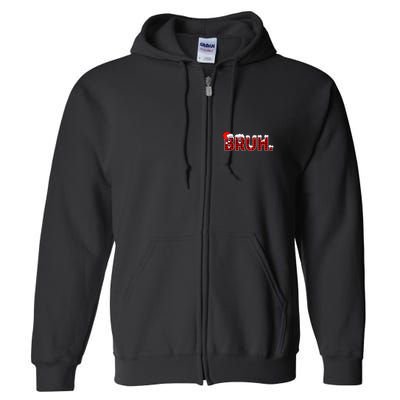Bruh Funny Christmas Plaid Teens Xmas Pajamas Full Zip Hoodie