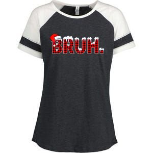 Bruh Funny Christmas Plaid Teens Xmas Pajamas Enza Ladies Jersey Colorblock Tee