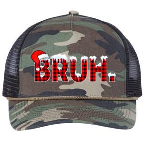 Bruh Funny Christmas Plaid Teens Xmas Pajamas Retro Rope Trucker Hat Cap