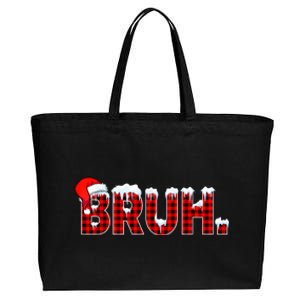 Bruh Funny Christmas Plaid Teens Xmas Pajamas Cotton Canvas Jumbo Tote