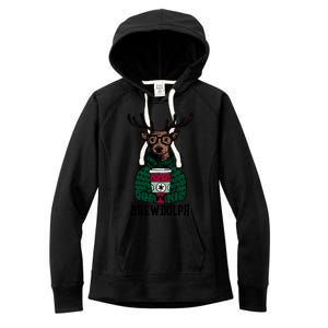 Brewdolph Funny Christmas Reindeer Holiday Coffee Great Gift Women's Fleece Hoodie