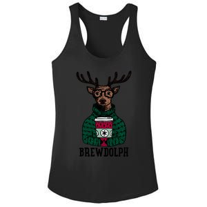 Brewdolph Funny Christmas Reindeer Holiday Coffee Great Gift Ladies PosiCharge Competitor Racerback Tank