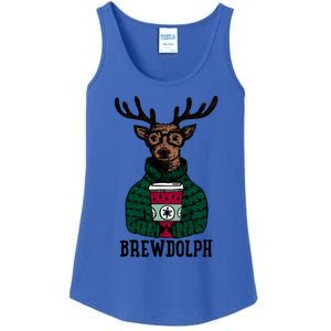 Brewdolph Funny Christmas Reindeer Holiday Coffee Great Gift Ladies Essential Tank