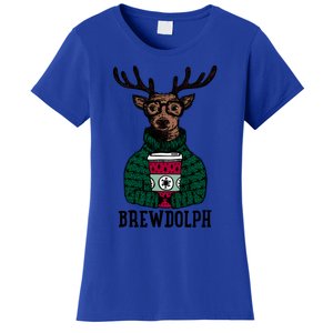 Brewdolph Funny Christmas Reindeer Holiday Coffee Great Gift Women's T-Shirt