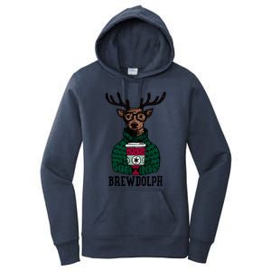 Brewdolph Funny Christmas Reindeer Holiday Coffee Great Gift Women's Pullover Hoodie