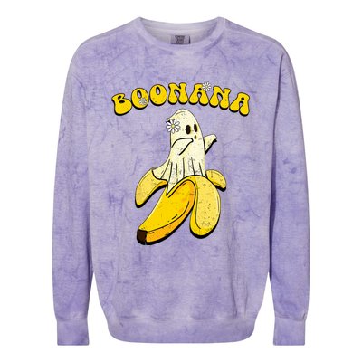 Boonana Funny Cute Banana Ghost Halloween Banana Lover Gifts Colorblast Crewneck Sweatshirt