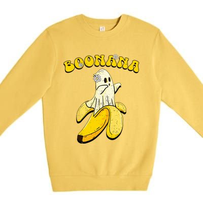 Boonana Funny Cute Banana Ghost Halloween Banana Lover Gifts Premium Crewneck Sweatshirt