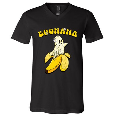 Boonana Funny Cute Banana Ghost Halloween Banana Lover Gifts V-Neck T-Shirt