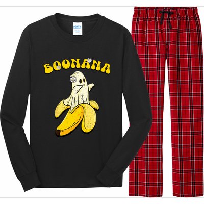 Boonana Funny Cute Banana Ghost Halloween Banana Lover Gifts Long Sleeve Pajama Set