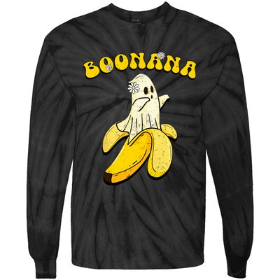 Boonana Funny Cute Banana Ghost Halloween Banana Lover Gifts Tie-Dye Long Sleeve Shirt