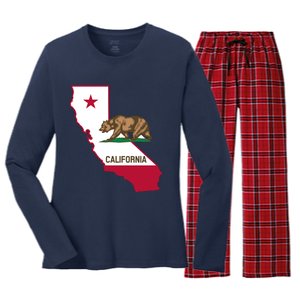 Bear Flag. California Republic State Flag Of California Women's Long Sleeve Flannel Pajama Set 