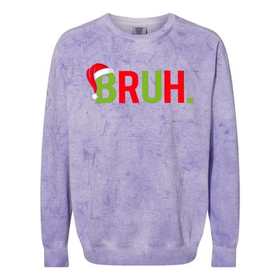 Bruh Funny Christmas Plaid Teen Xmas Pajamas Colorblast Crewneck Sweatshirt