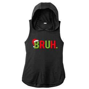 Bruh Funny Christmas Plaid Teen Xmas Pajamas Ladies PosiCharge Tri-Blend Wicking Draft Hoodie Tank