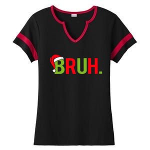 Bruh Funny Christmas Plaid Teen Xmas Pajamas Ladies Halftime Notch Neck Tee