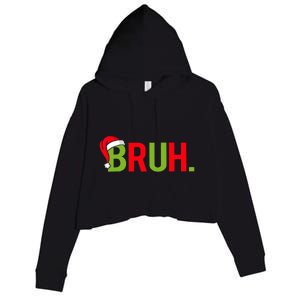 Bruh Funny Christmas Plaid Teen Xmas Pajamas Crop Fleece Hoodie