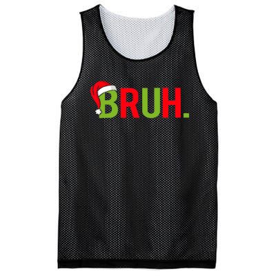 Bruh Funny Christmas Plaid Teen Xmas Pajamas Mesh Reversible Basketball Jersey Tank