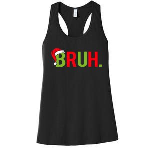 Bruh Funny Christmas Plaid Teen Xmas Pajamas Women's Racerback Tank