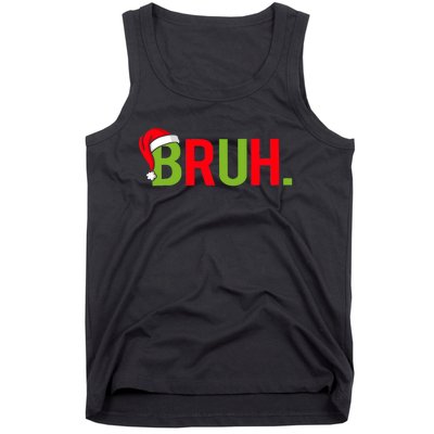 Bruh Funny Christmas Plaid Teen Xmas Pajamas Tank Top