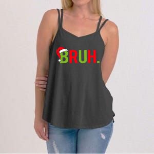 Bruh Funny Christmas Plaid Teen Xmas Pajamas Women's Strappy Tank