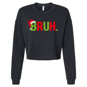 Bruh Funny Christmas Plaid Teen Xmas Pajamas Cropped Pullover Crew