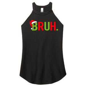 Bruh Funny Christmas Plaid Teen Xmas Pajamas Women's Perfect Tri Rocker Tank