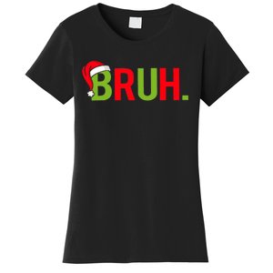 Bruh Funny Christmas Plaid Teen Xmas Pajamas Women's T-Shirt