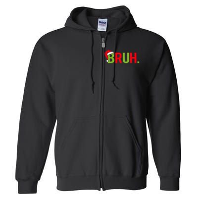 Bruh Funny Christmas Plaid Teen Xmas Pajamas Full Zip Hoodie