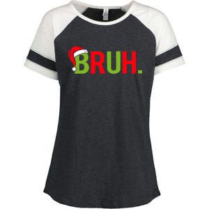 Bruh Funny Christmas Plaid Teen Xmas Pajamas Enza Ladies Jersey Colorblock Tee