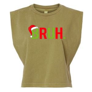 Bruh Funny Christmas Plaid Teen Xmas Pajamas Garment-Dyed Women's Muscle Tee