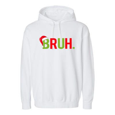 Bruh Funny Christmas Plaid Teen Xmas Pajamas Garment-Dyed Fleece Hoodie