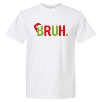 Bruh Funny Christmas Plaid Teen Xmas Pajamas Garment-Dyed Heavyweight T-Shirt