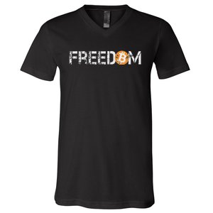 Bitcoin = Freedom Crypto Cryptocurrency Trading Trader Gift V-Neck T-Shirt