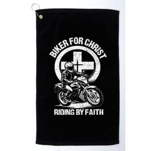 Biker For Christ Riding By Faith Gift Platinum Collection Golf Towel