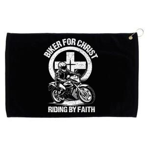 Biker For Christ Riding By Faith Gift Grommeted Golf Towel