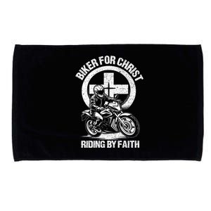 Biker For Christ Riding By Faith Gift Microfiber Hand Towel