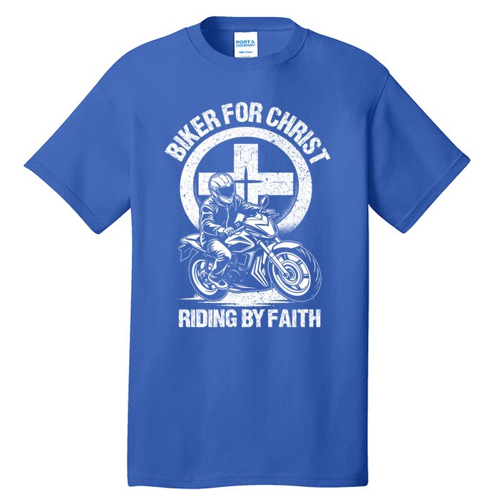 Biker For Christ Riding By Faith Gift Tall T-Shirt