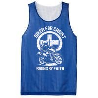 Biker For Christ Riding By Faith Gift Mesh Reversible Basketball Jersey Tank