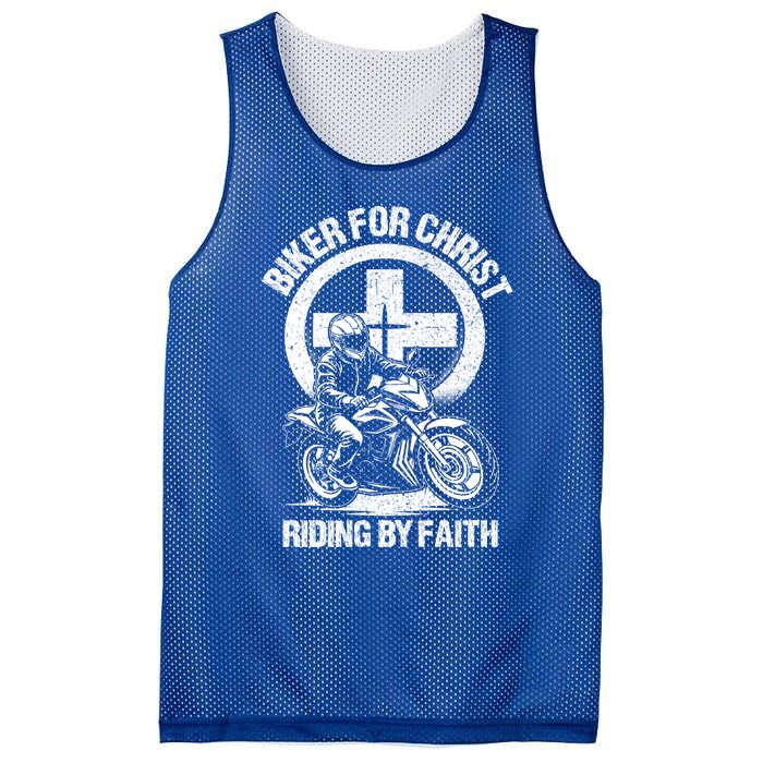 Biker For Christ Riding By Faith Gift Mesh Reversible Basketball Jersey Tank