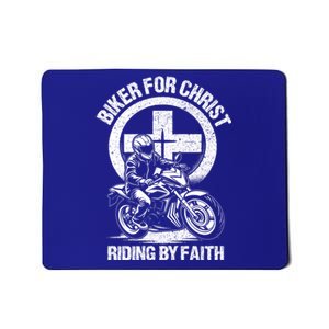 Biker For Christ Riding By Faith Gift Mousepad