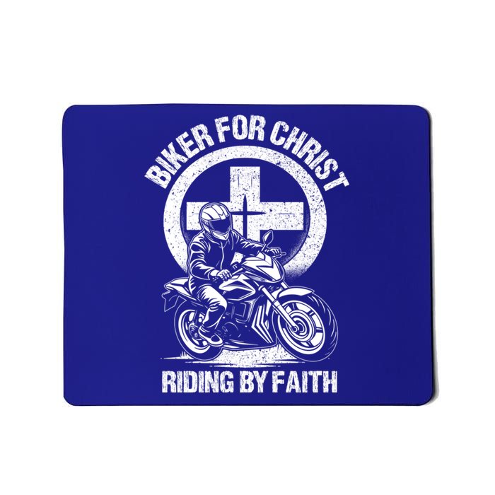 Biker For Christ Riding By Faith Gift Mousepad