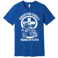 Biker For Christ Riding By Faith Gift Premium T-Shirt