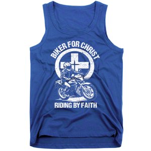 Biker For Christ Riding By Faith Gift Tank Top