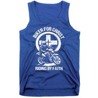 Biker For Christ Riding By Faith Gift Tank Top