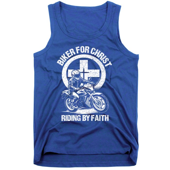 Biker For Christ Riding By Faith Gift Tank Top