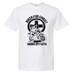 Biker For Christ Riding By Faith Gift Garment-Dyed Heavyweight T-Shirt