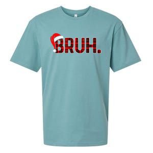 Bruh Funny Christmas Plaid Xmas Pajamas Gift Sueded Cloud Jersey T-Shirt